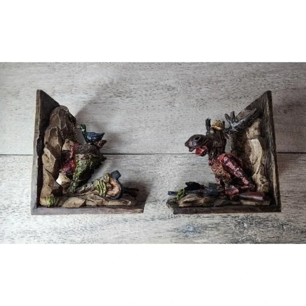Moose Book Ends Porcelain‎ Cabin Deco Funny Nautical